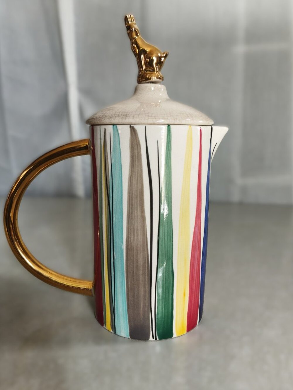 Fiff Carr "High As The Moon" Handpainted  Stoneware French Press